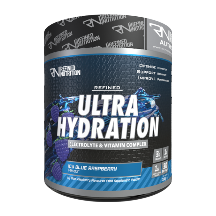 Refined Nutrition Ultra Hydration 300g Icy Blue Raspberry front-facing tub